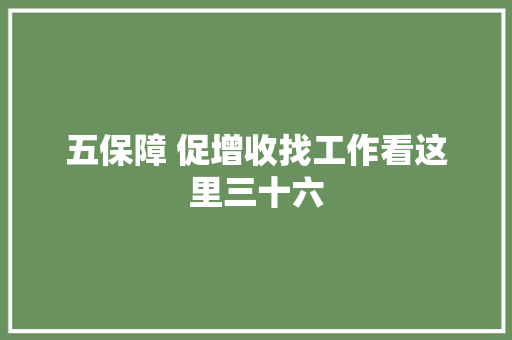 五保障 促增收找工作看这里三十六