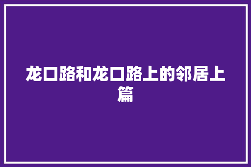 龙口路和龙口路上的邻居上篇