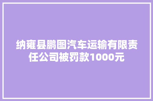纳雍县鹏图汽车运输有限责任公司被罚款1000元