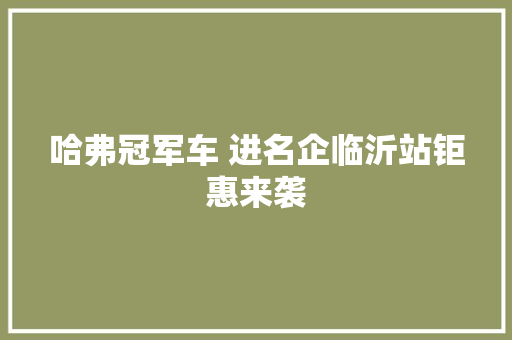 哈弗冠军车 进名企临沂站钜惠来袭