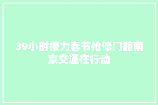 39小时接力春节抢修门路南京交通在行动