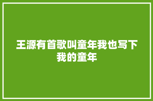 王源有首歌叫童年我也写下我的童年