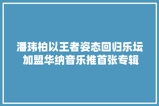 潘玮柏以王者姿态回归乐坛 加盟华纳音乐推首张专辑illi异类