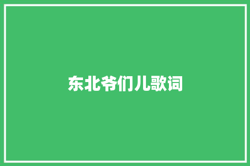 东北爷们儿歌词