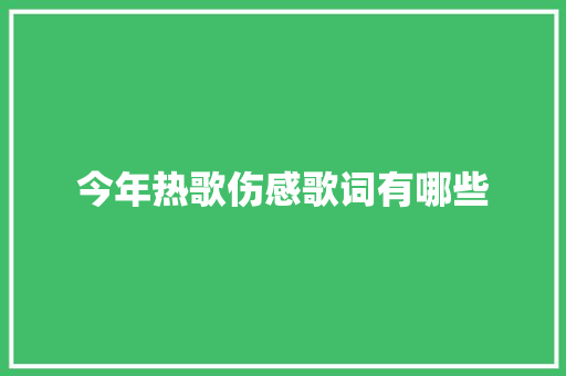 今年热歌伤感歌词有哪些