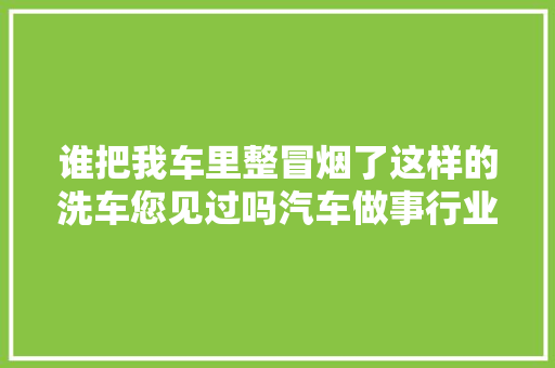 谁把我车里整冒烟了这样的洗车您见过吗汽车做事行业