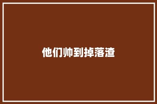 他们帅到掉落渣