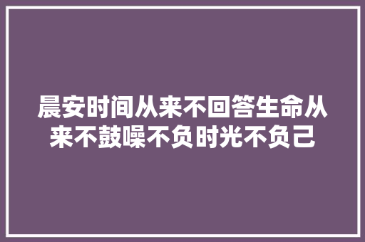 晨安时间从来不回答生命从来不鼓噪不负时光不负己
