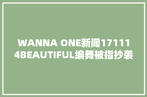 WANNA ONE新闻171114BEAUTIFUL编舞被指抄袭防弹少年团