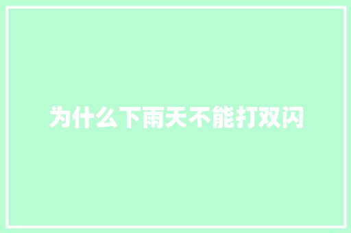为什么下雨天不能打双闪