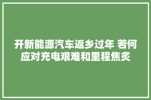 开新能源汽车返乡过年 若何应对充电艰难和里程焦炙