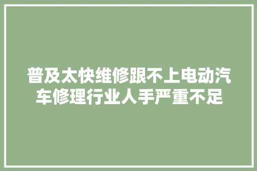 普及太快维修跟不上电动汽车修理行业人手严重不足