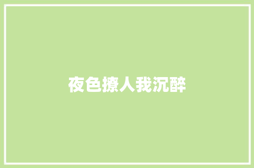 夜色撩人我沉醉