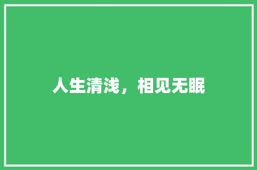人生清浅，相见无眠