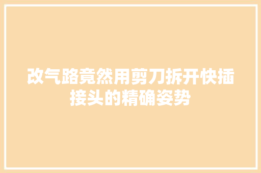 改气路竟然用剪刀拆开快插接头的精确姿势