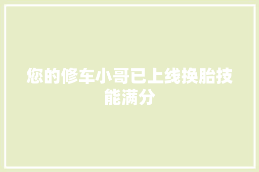 您的修车小哥已上线换胎技能满分