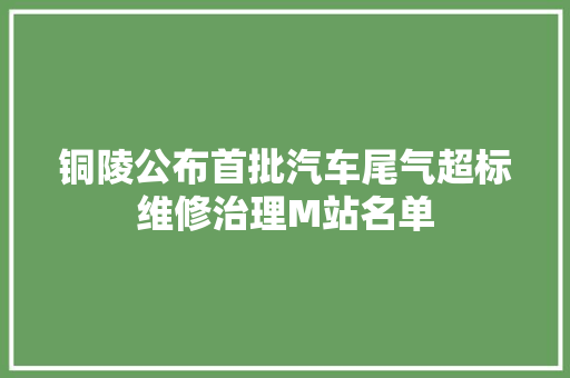 铜陵公布首批汽车尾气超标维修治理M站名单