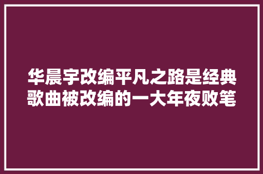 华晨宇改编平凡之路是经典歌曲被改编的一大年夜败笔