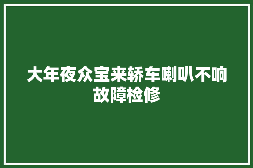 大年夜众宝来轿车喇叭不响故障检修