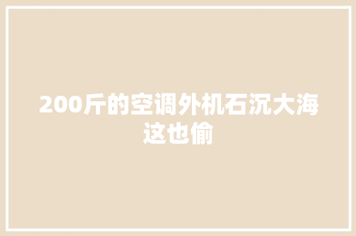 200斤的空调外机石沉大海这也偷
