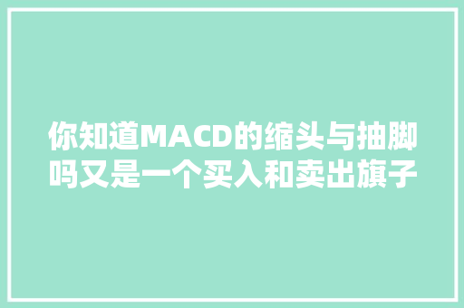 你知道MACD的缩头与抽脚吗又是一个买入和卖出旗子暗记远比金叉去世叉准确
