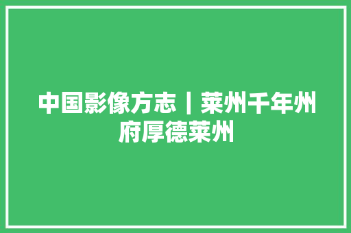 中国影像方志｜莱州千年州府厚德莱州 汽车知识