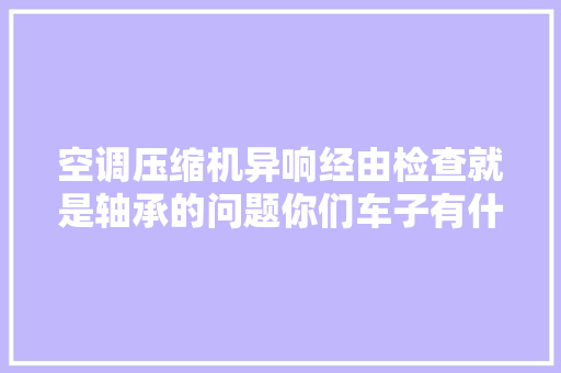 空调压缩机异响经由检查就是轴承的问题你们车子有什么