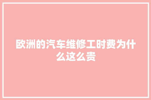 欧洲的汽车维修工时费为什么这么贵
