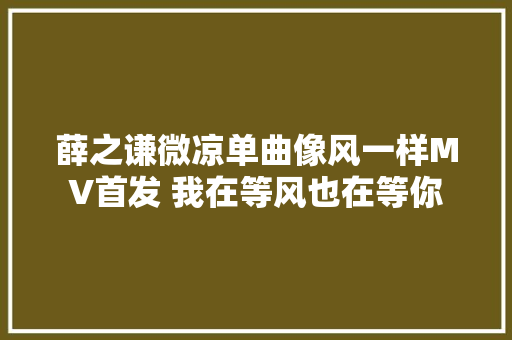 薛之谦微凉单曲像风一样MV首发 我在等风也在等你