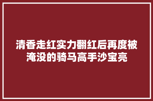 清香走红实力翻红后再度被淹没的骑马高手沙宝亮
