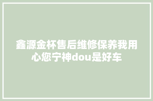 鑫源金杯售后维修保养我用心您宁神dou是好车