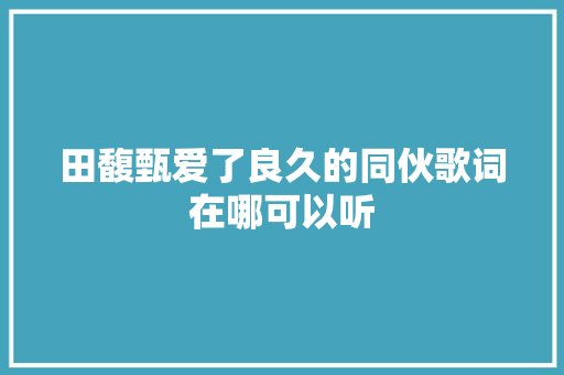 田馥甄爱了良久的同伙歌词在哪可以听
