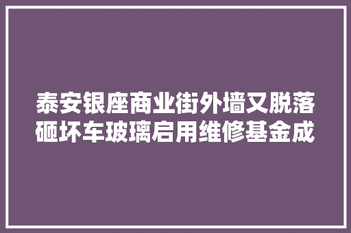 泰安银座商业街外墙又脱落砸坏车玻璃启用维修基金成难题