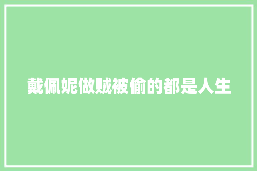 戴佩妮做贼被偷的都是人生