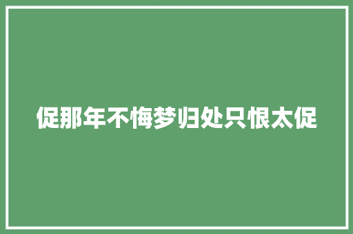 促那年不悔梦归处只恨太促