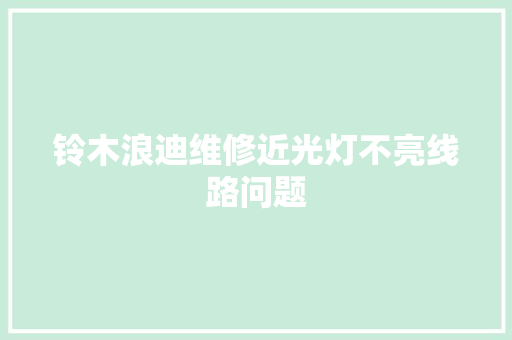 铃木浪迪维修近光灯不亮线路问题 汽车知识