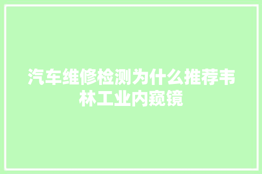 汽车维修检测为什么推荐韦林工业内窥镜