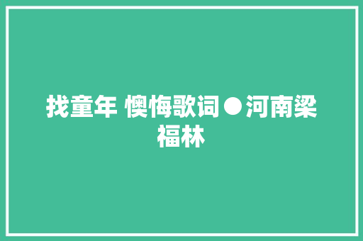 找童年 懊悔歌词●河南梁福林