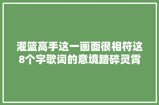 灌篮高手这一画面很相符这8个字歌词的意境踏碎灵霄放肆桀骜 休闲娱乐