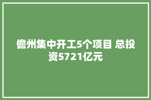 儋州集中开工5个项目 总投资5721亿元
