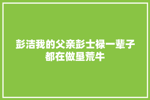 彭洁我的父亲彭士禄一辈子都在做垦荒牛