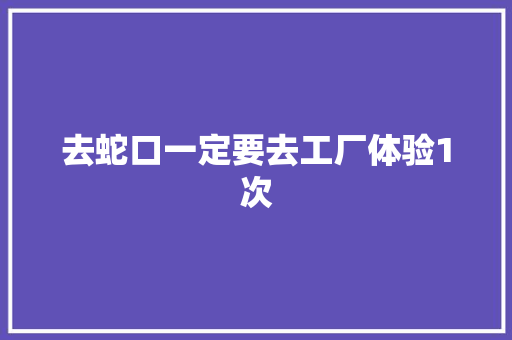 去蛇口一定要去工厂体验1次 汽车知识