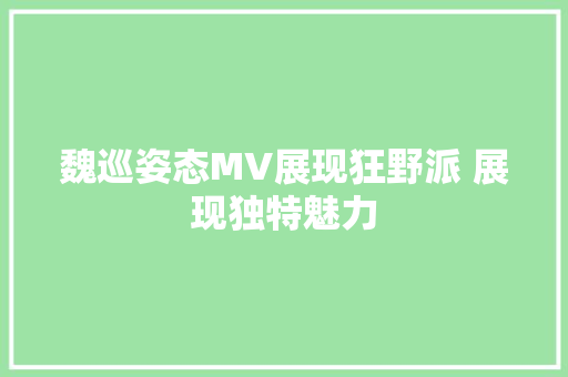 魏巡姿态MV展现狂野派 展现独特魅力 休闲娱乐