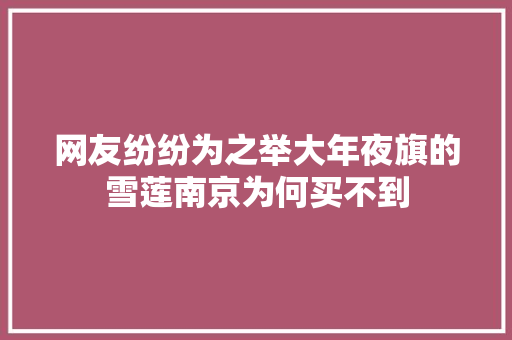 网友纷纷为之举大年夜旗的雪莲南京为何买不到