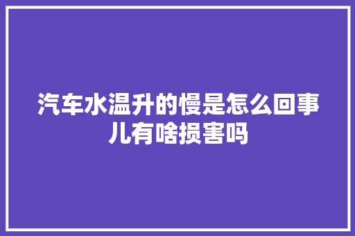 汽车水温升的慢是怎么回事儿有啥损害吗