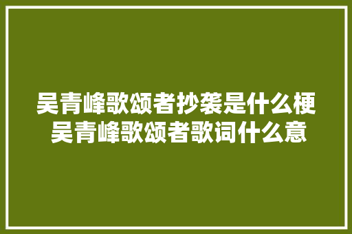 吴青峰歌颂者抄袭是什么梗 吴青峰歌颂者歌词什么意思
