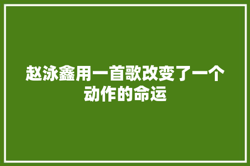 赵泳鑫用一首歌改变了一个动作的命运