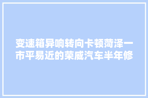 变速箱异响转向卡顿菏泽一市平易近的荣威汽车半年修了20多次 汽车知识