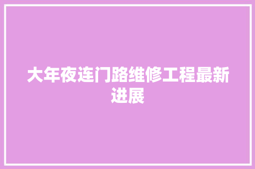 大年夜连门路维修工程最新进展