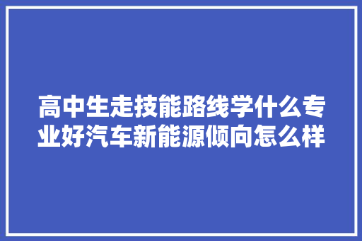 高中生走技能路线学什么专业好汽车新能源倾向怎么样 汽车知识